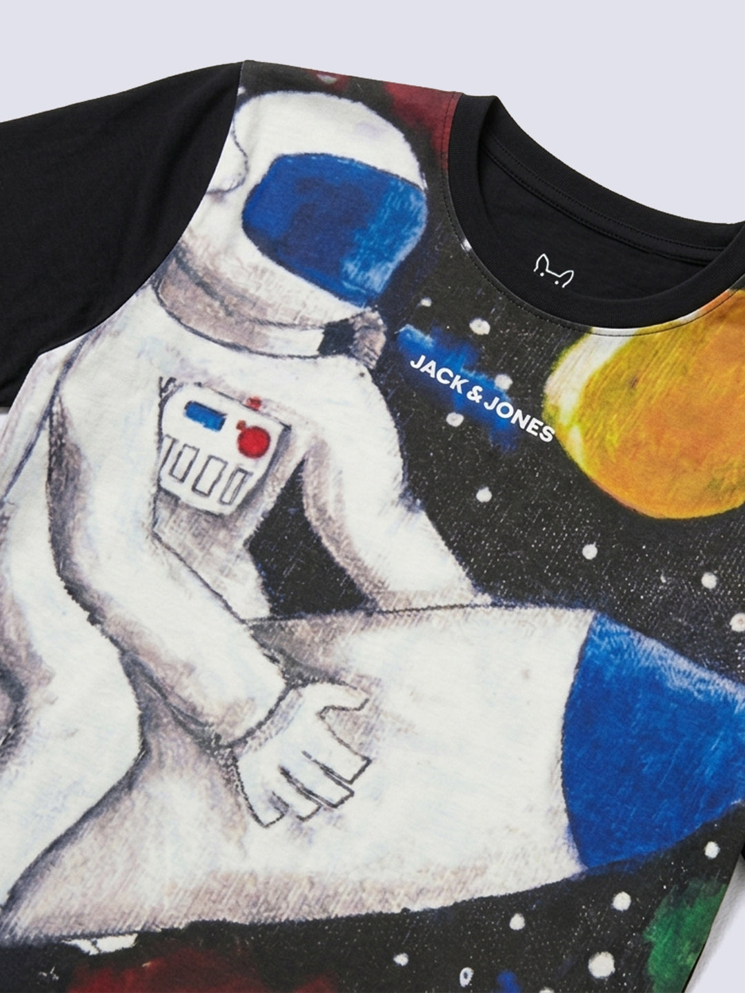 Boys Black Astronaut Print T-shirt