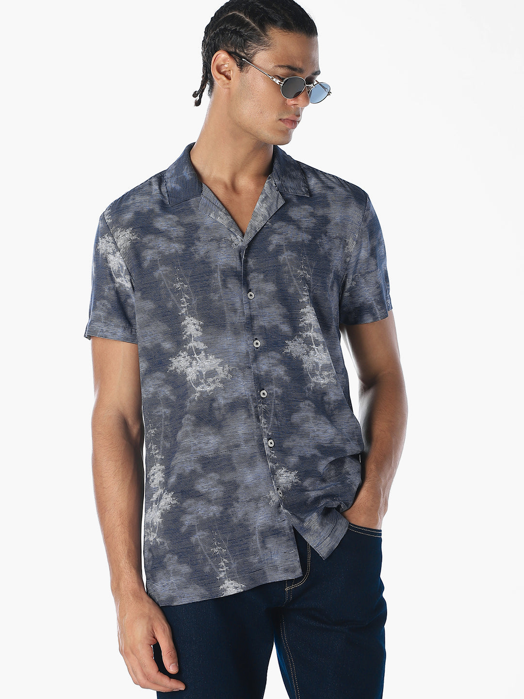 Tencel Abstract Print Shirt - S