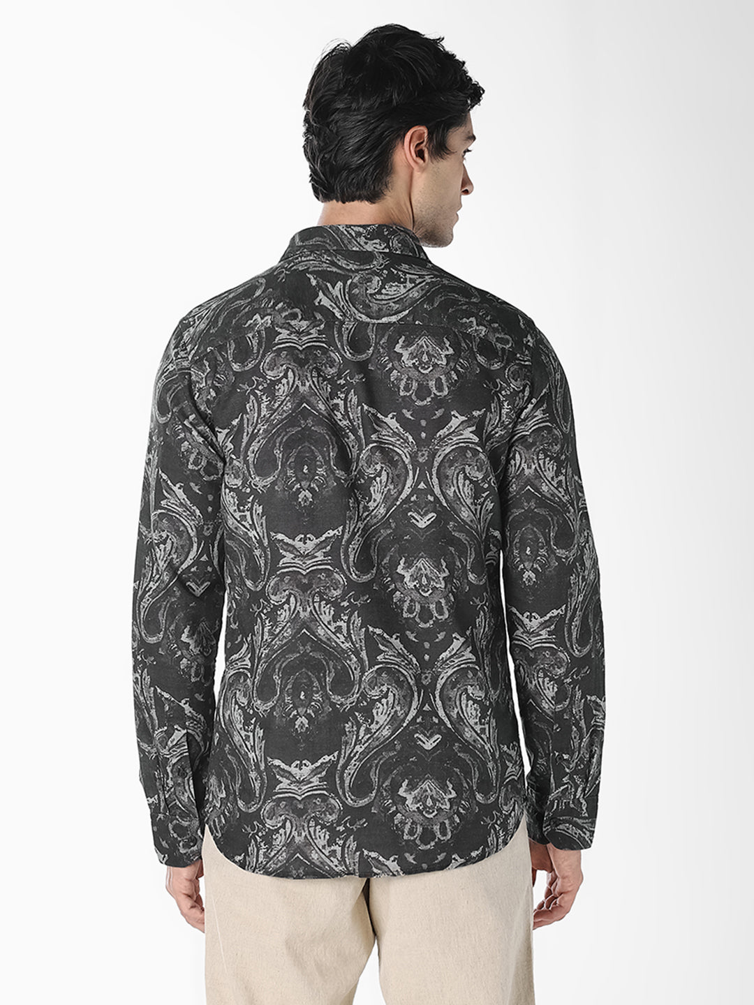 Black Printed Regular Fit Shirt