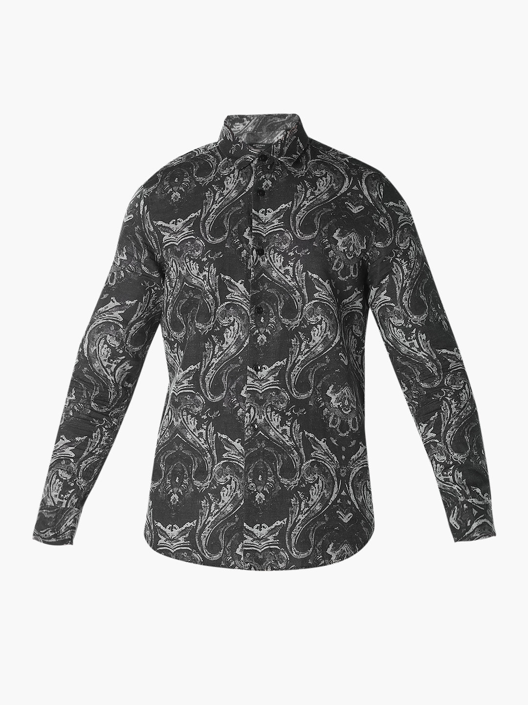 Black Printed Regular Fit Shirt