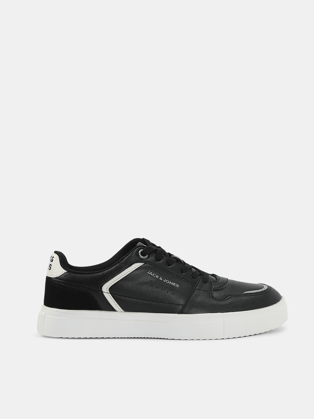 Black PU Lace-Up Sneakers