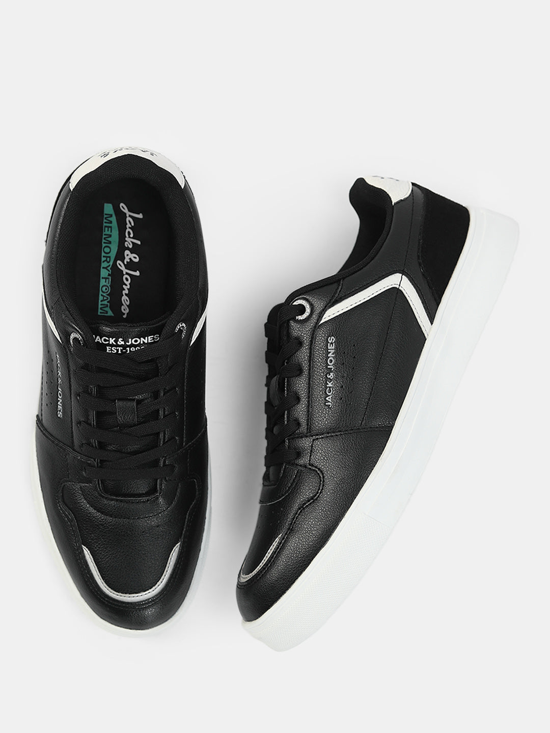 Black PU Lace-Up Sneakers