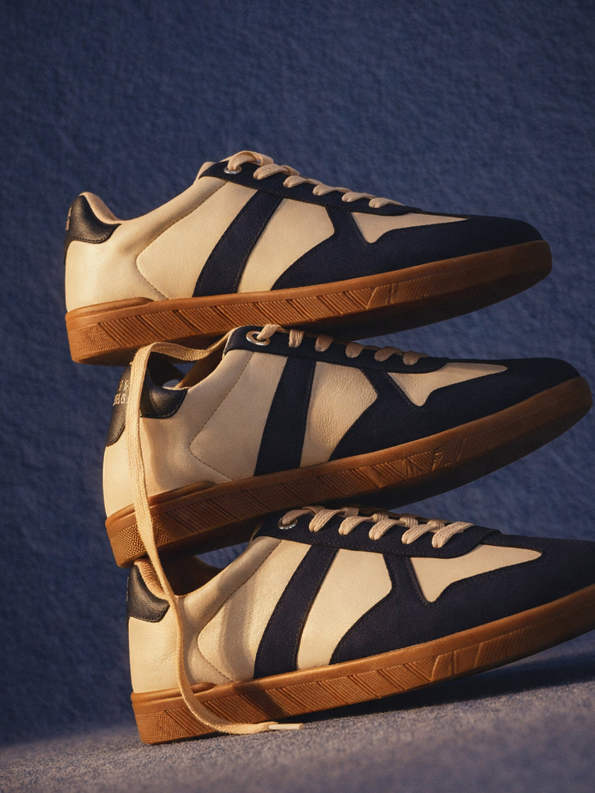 Navy Blue PU Lace Up Sneakers