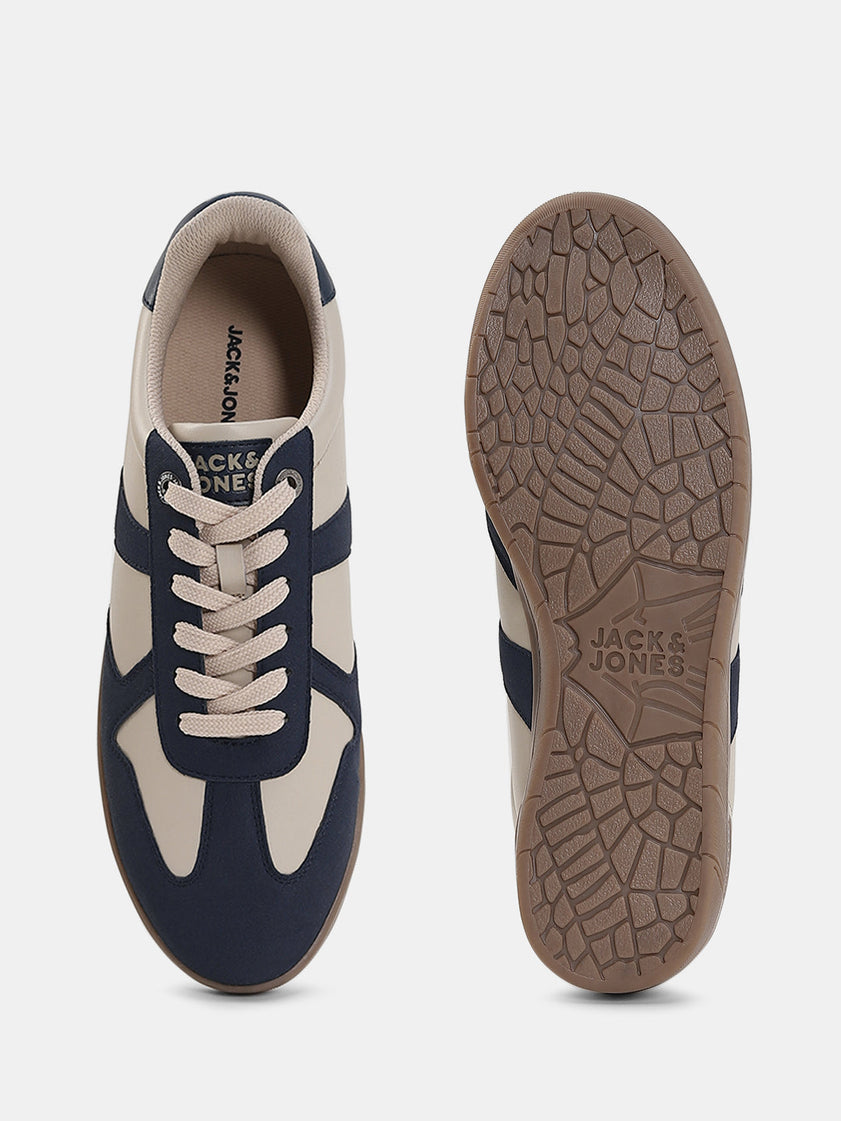 Navy Blue PU Lace Up Sneakers