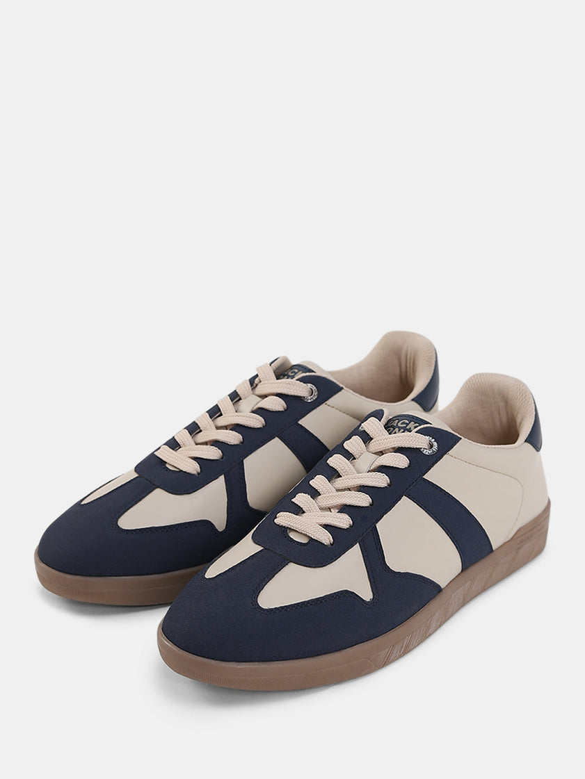 Navy Blue PU Lace Up Sneakers