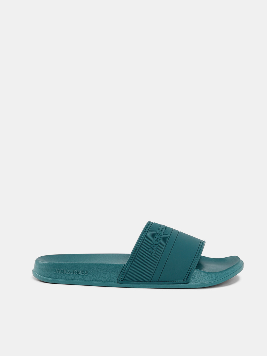 Turquoise Logo Print Pool Sliders