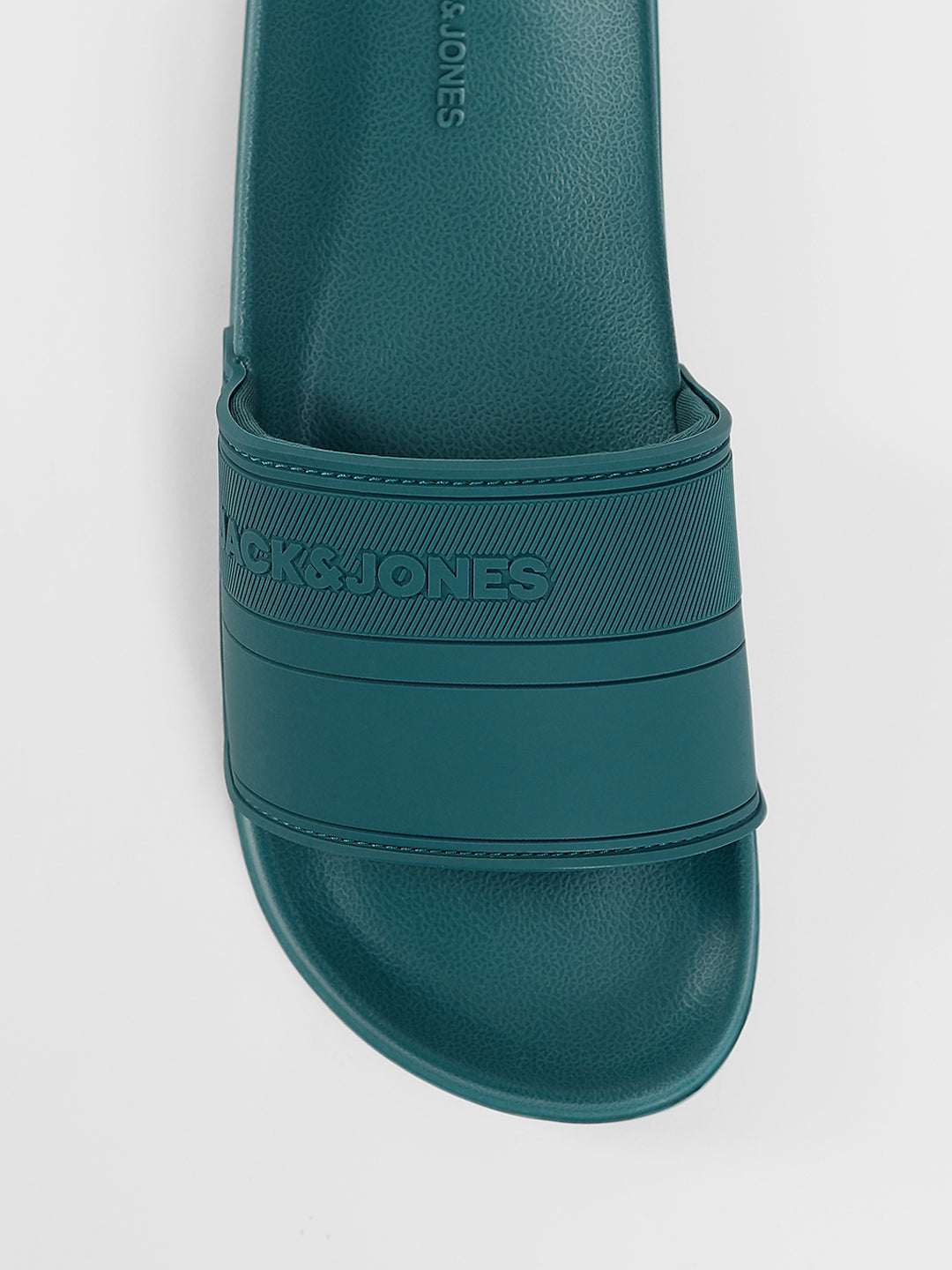 Turquoise Logo Print Pool Sliders