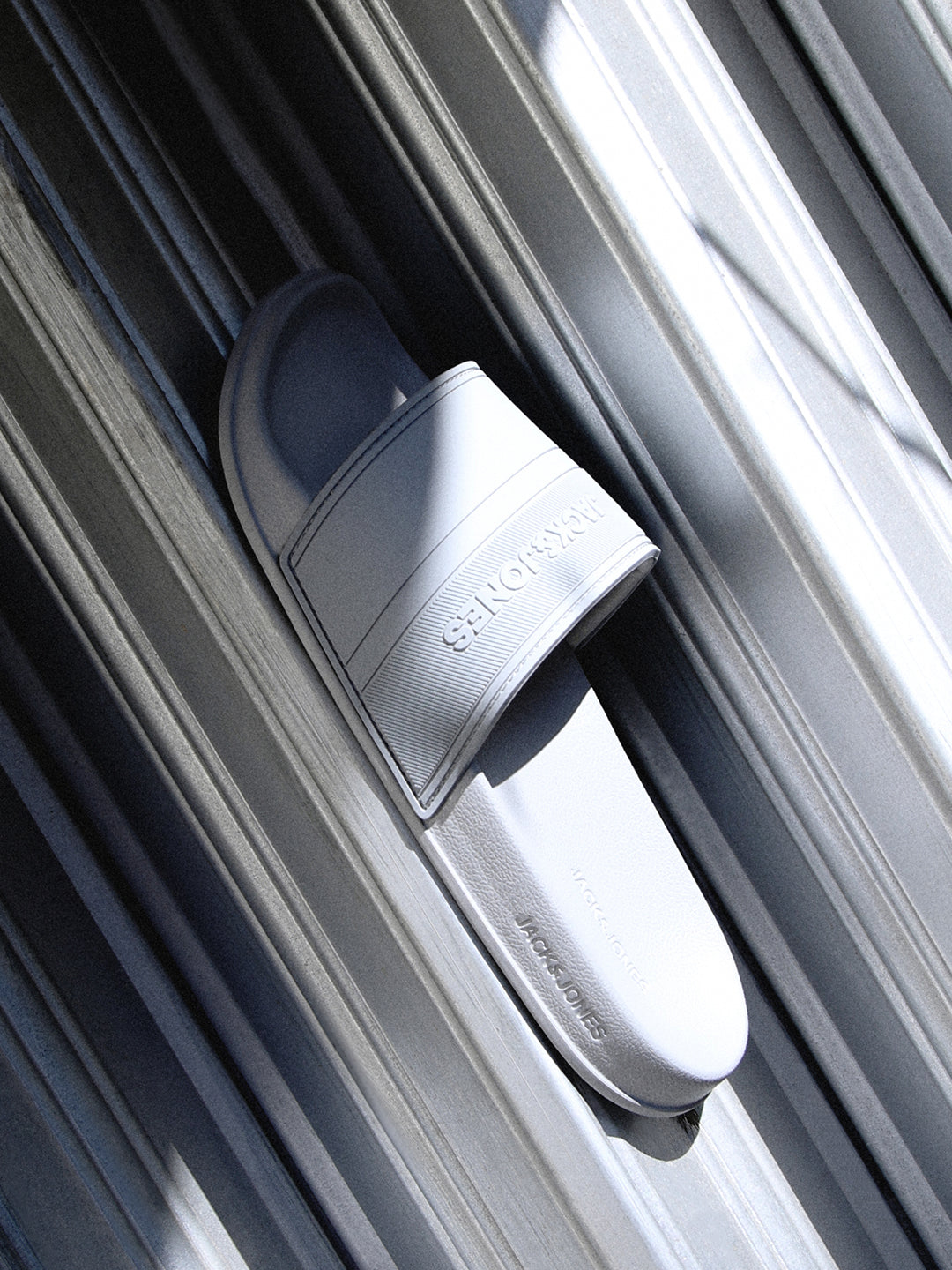 Grey Logo Print Pool Sliders