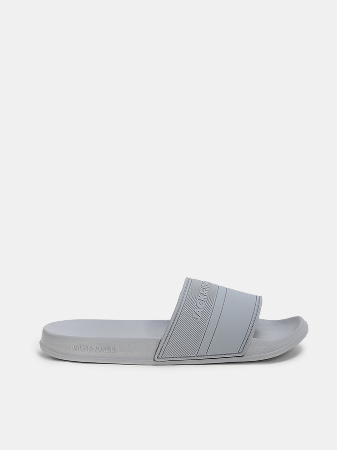 Grey Logo Print Pool Sliders