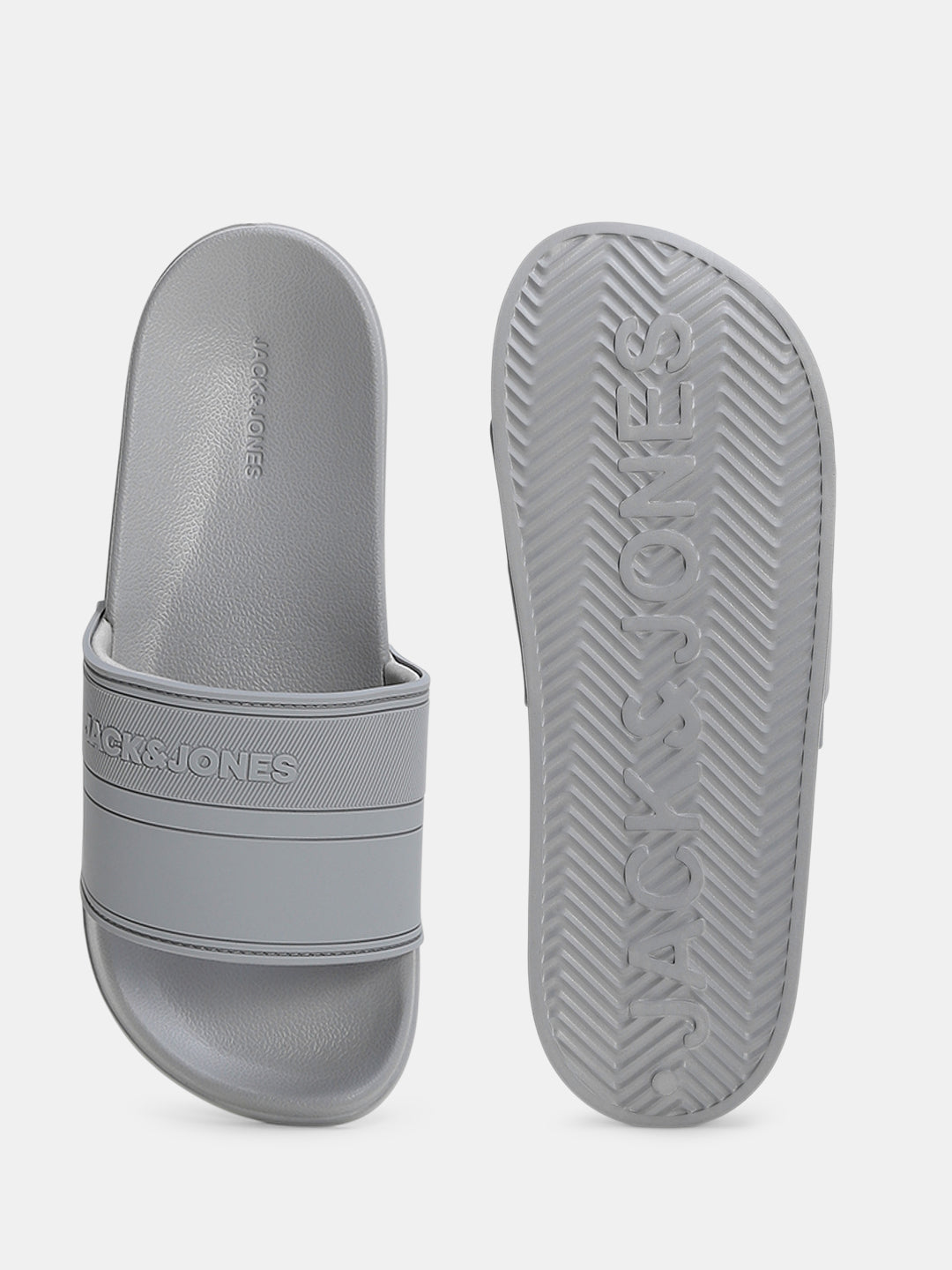 Grey Logo Print Pool Sliders