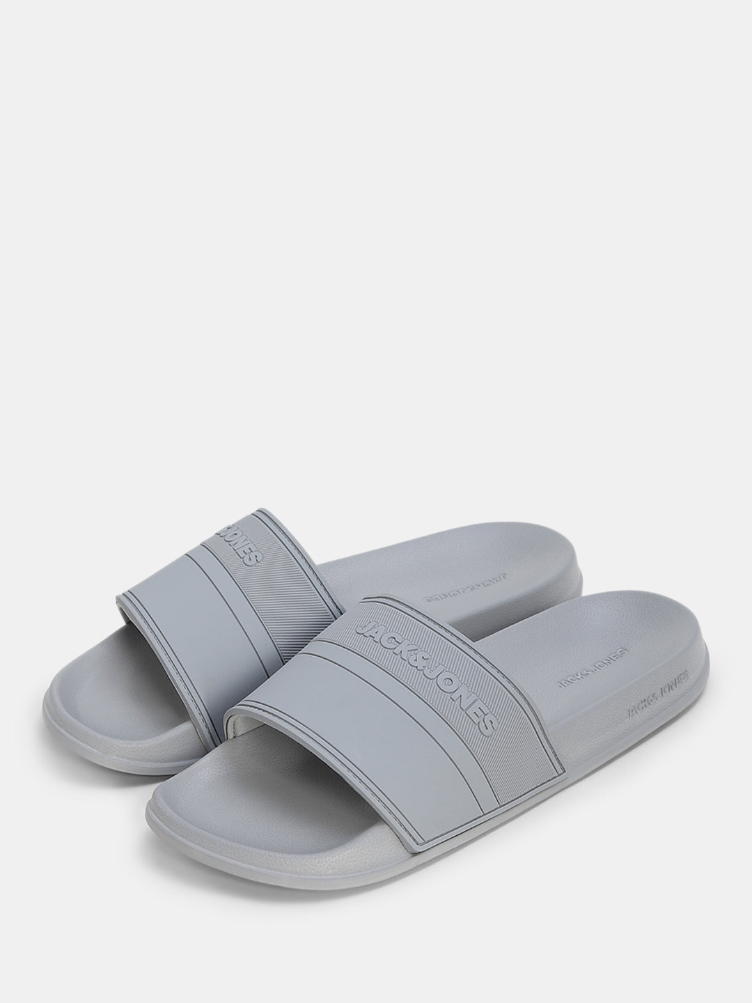 Grey Logo Print Pool Sliders