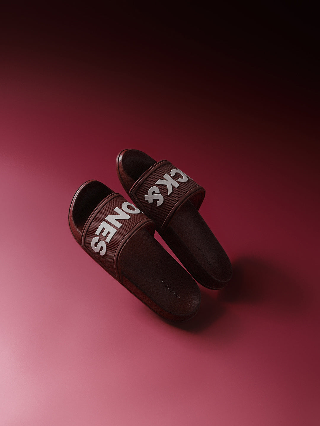 Dark Red Logo Print Pool Sliders