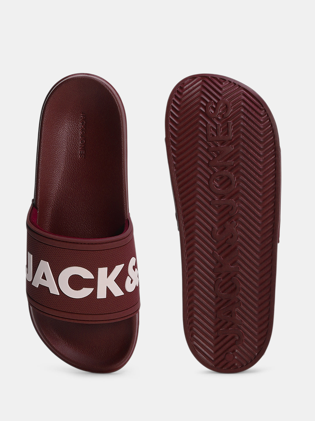 Dark Red Logo Print Pool Sliders
