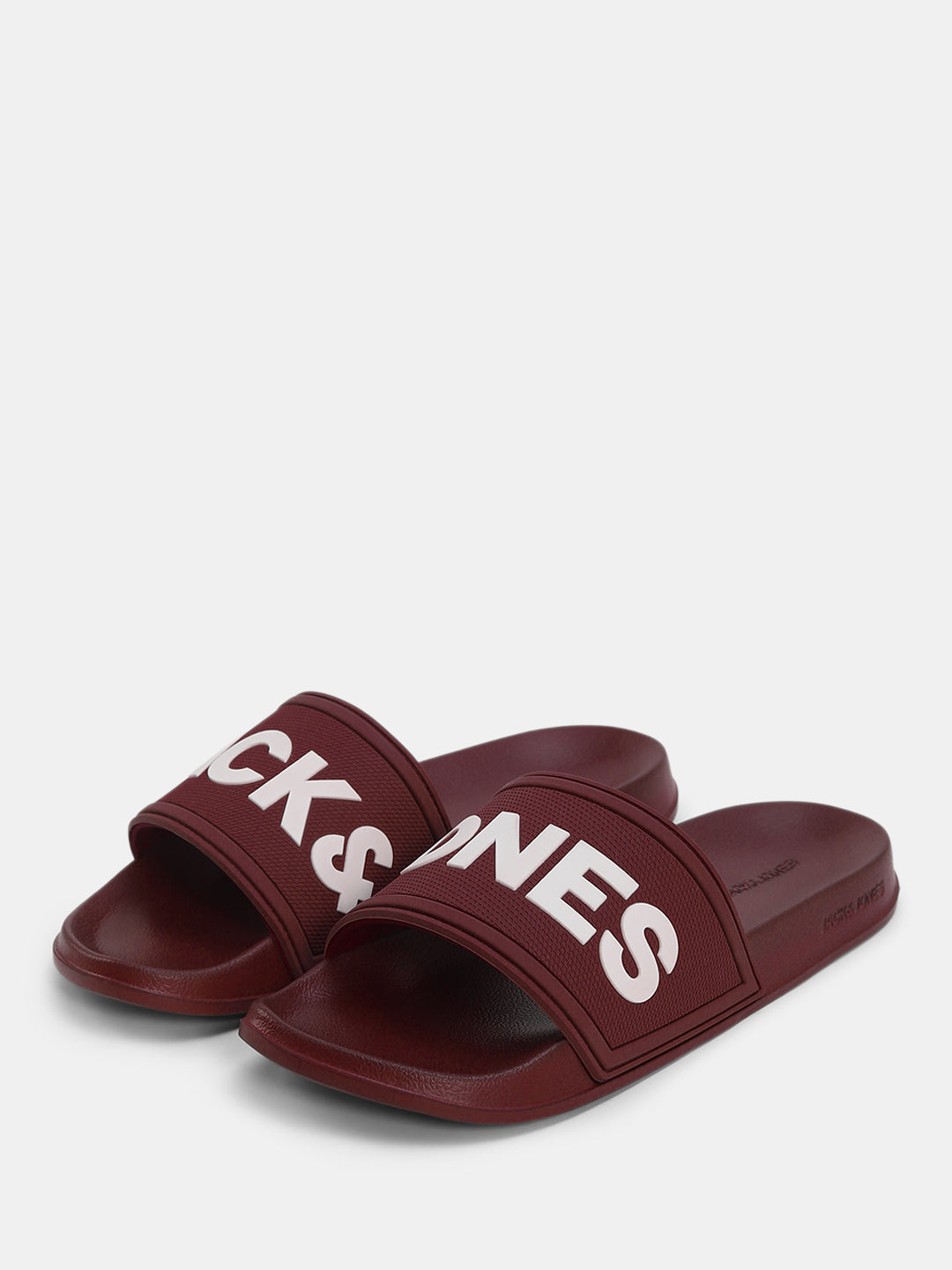 Dark Red Logo Print Pool Sliders