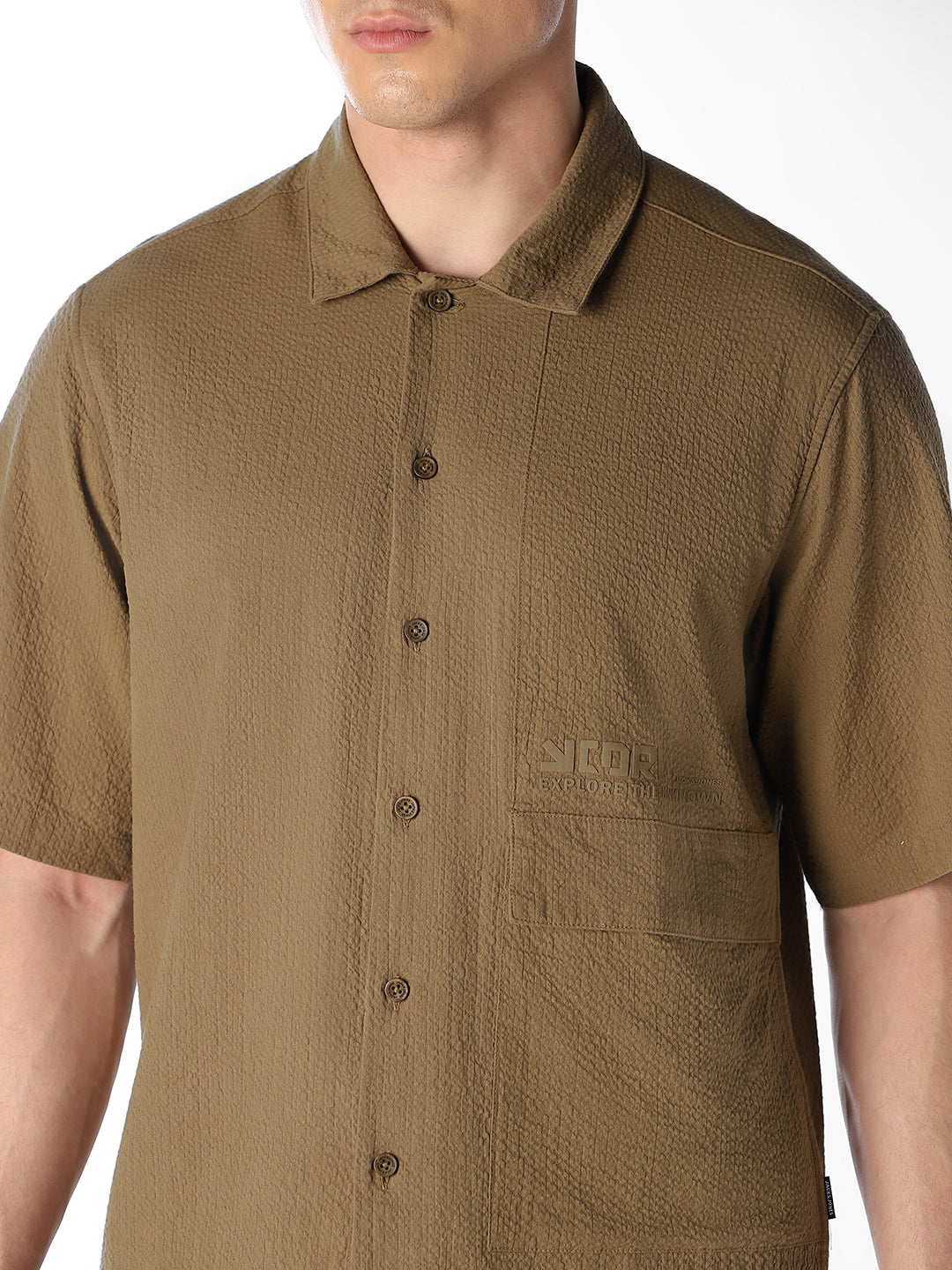 Brown Cotton Oversized Shirt