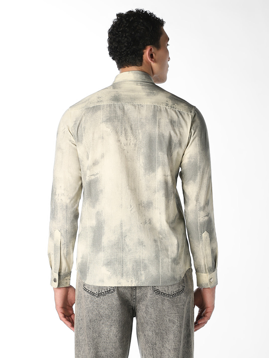 Beige Tie-Dye Print Shirt