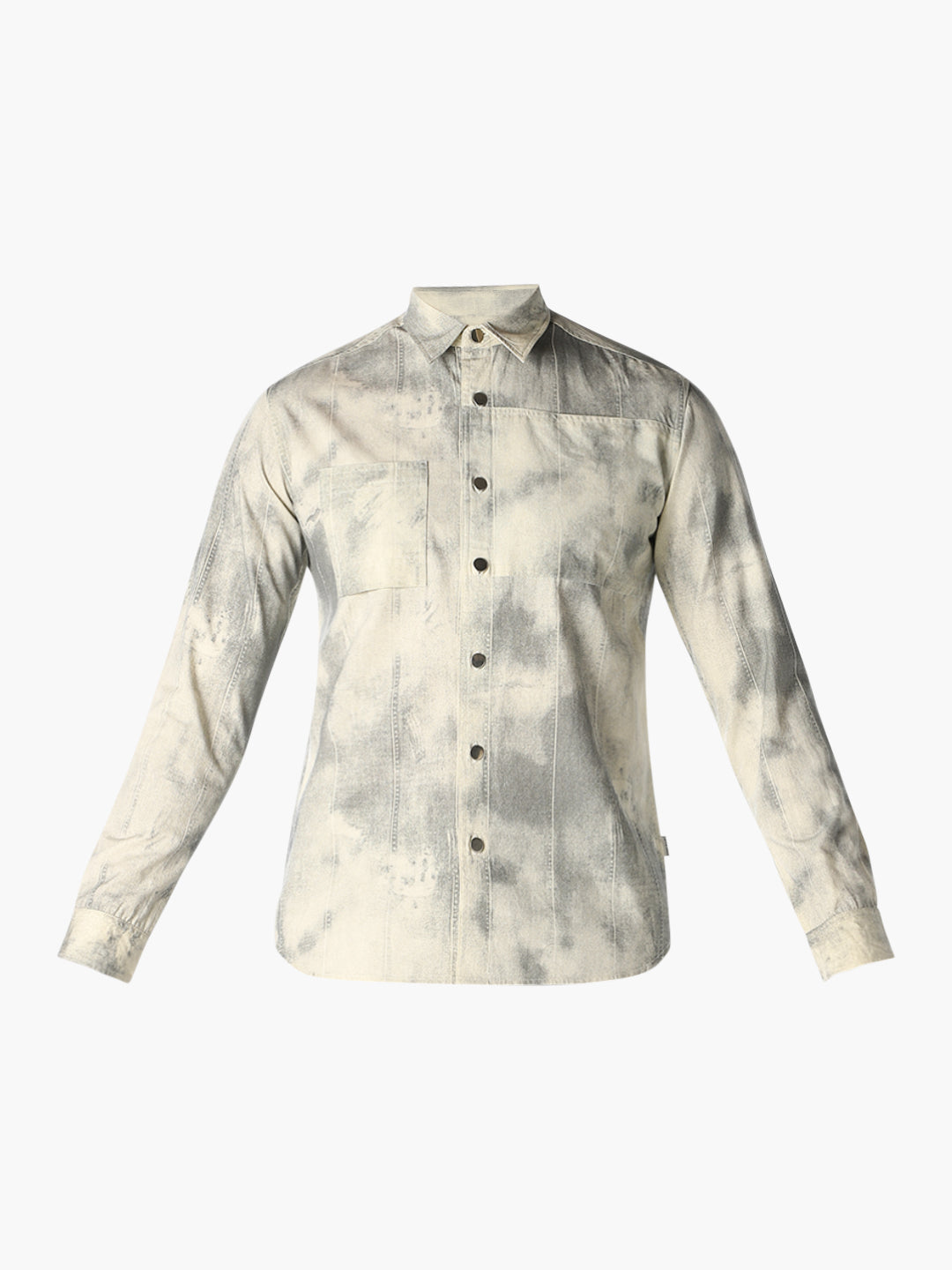 Beige Tie-Dye Print Shirt