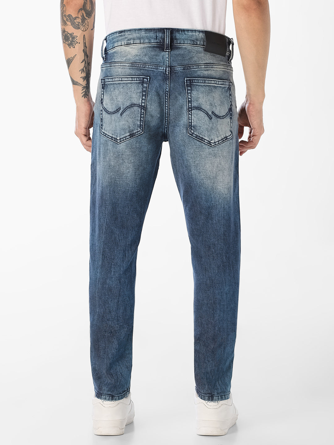 Blue Washed Brak Cropped Jeans