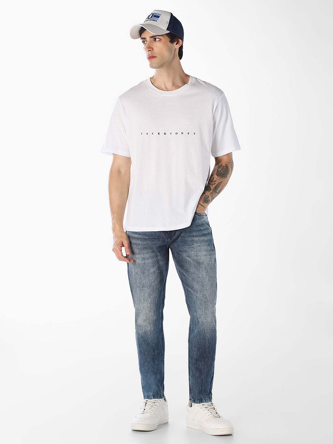 Blue Washed Brak Cropped Jeans