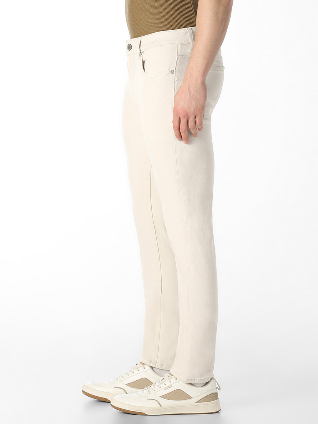 Beige 5 Pocket Glenn Slim Fit Jeans