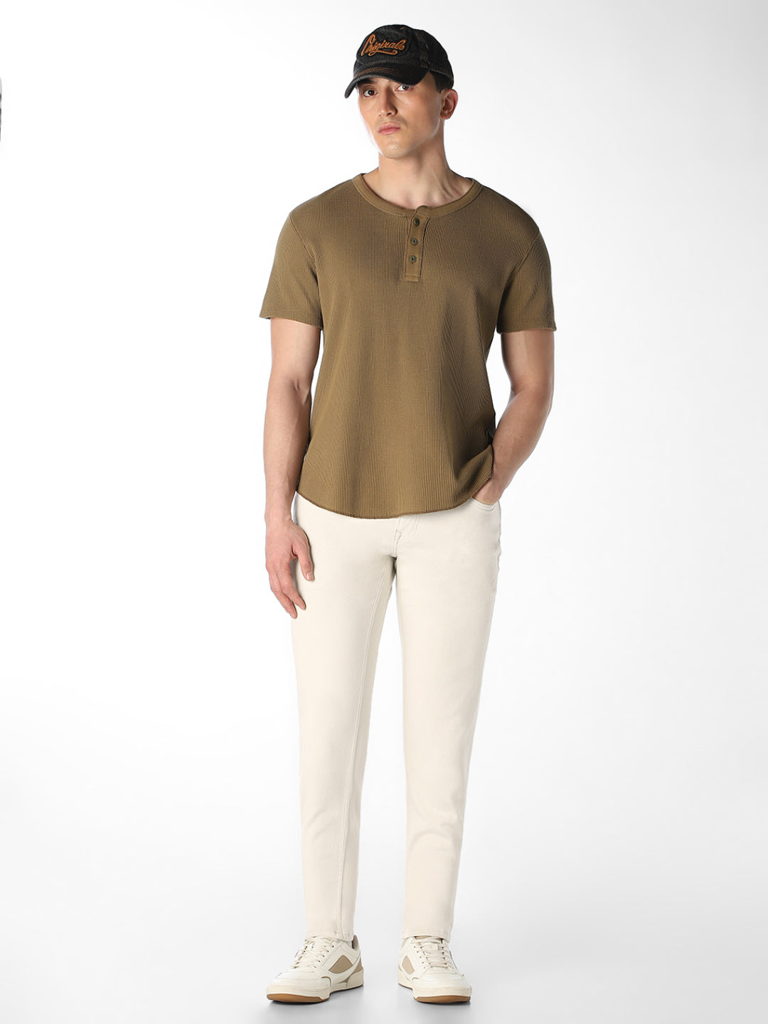 Beige 5 Pocket Glenn Slim Fit Jeans