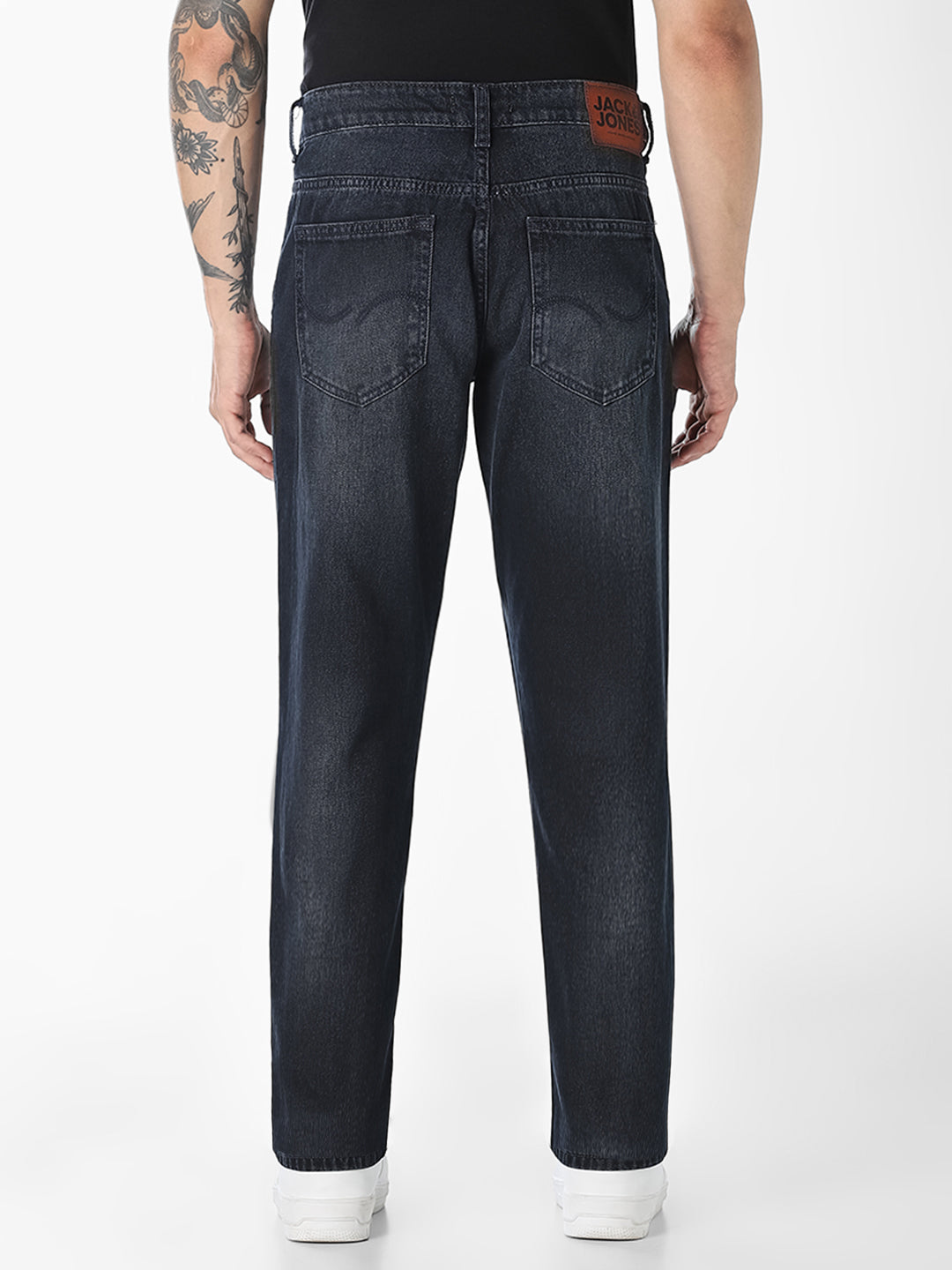 Men Straight Fit Low Rise Dark Blue Denim Jeans