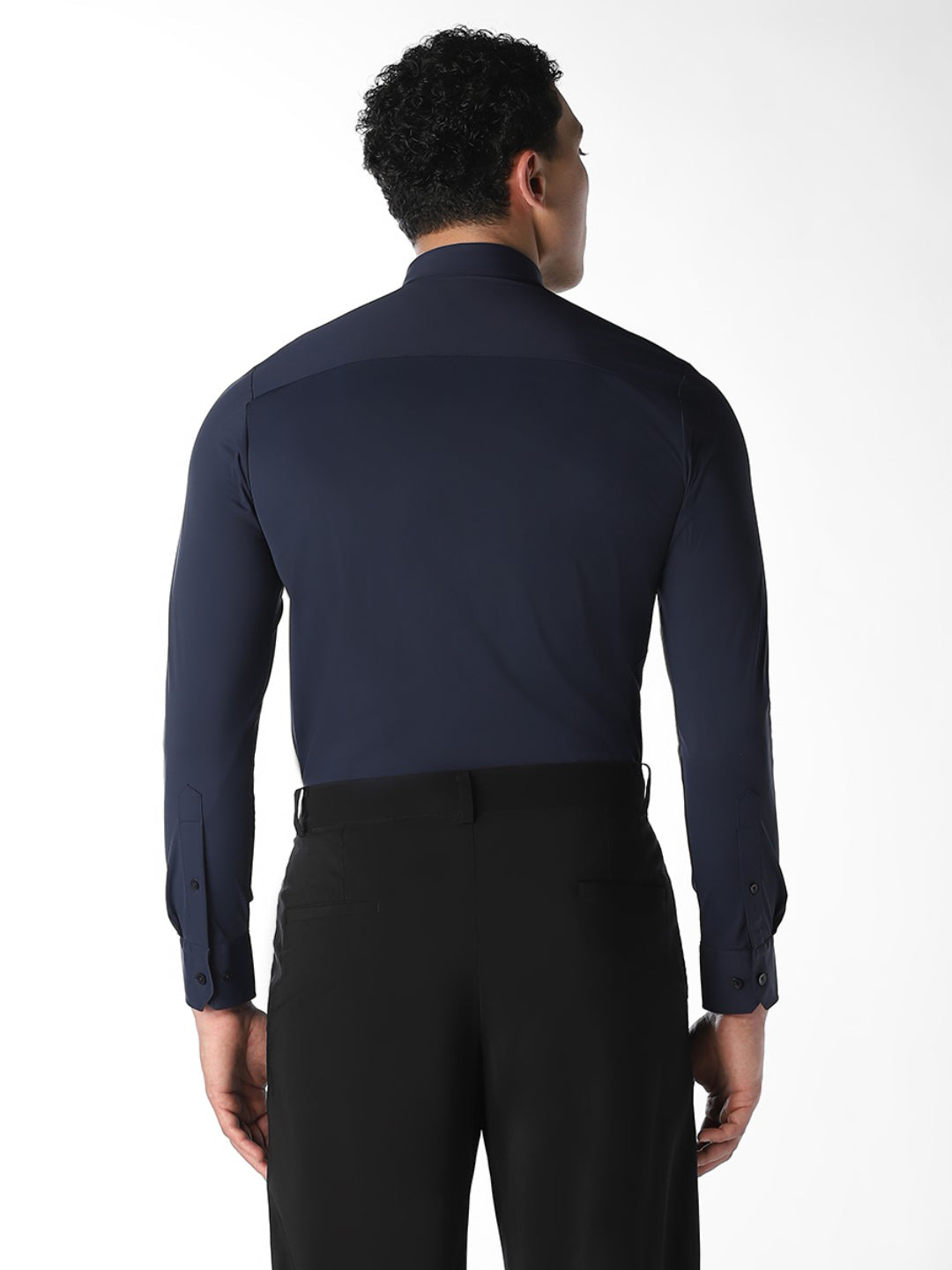 Navy Blue Stretch Slim Fit Shirt