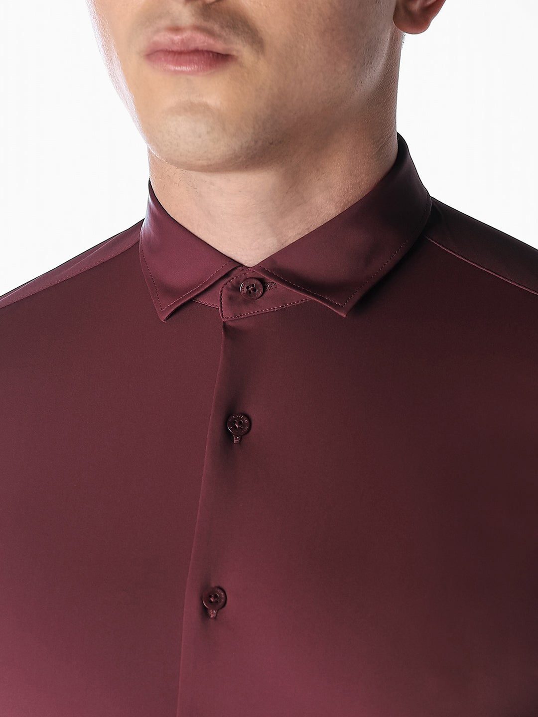 Maroon Stretch Slim Fit Shirt