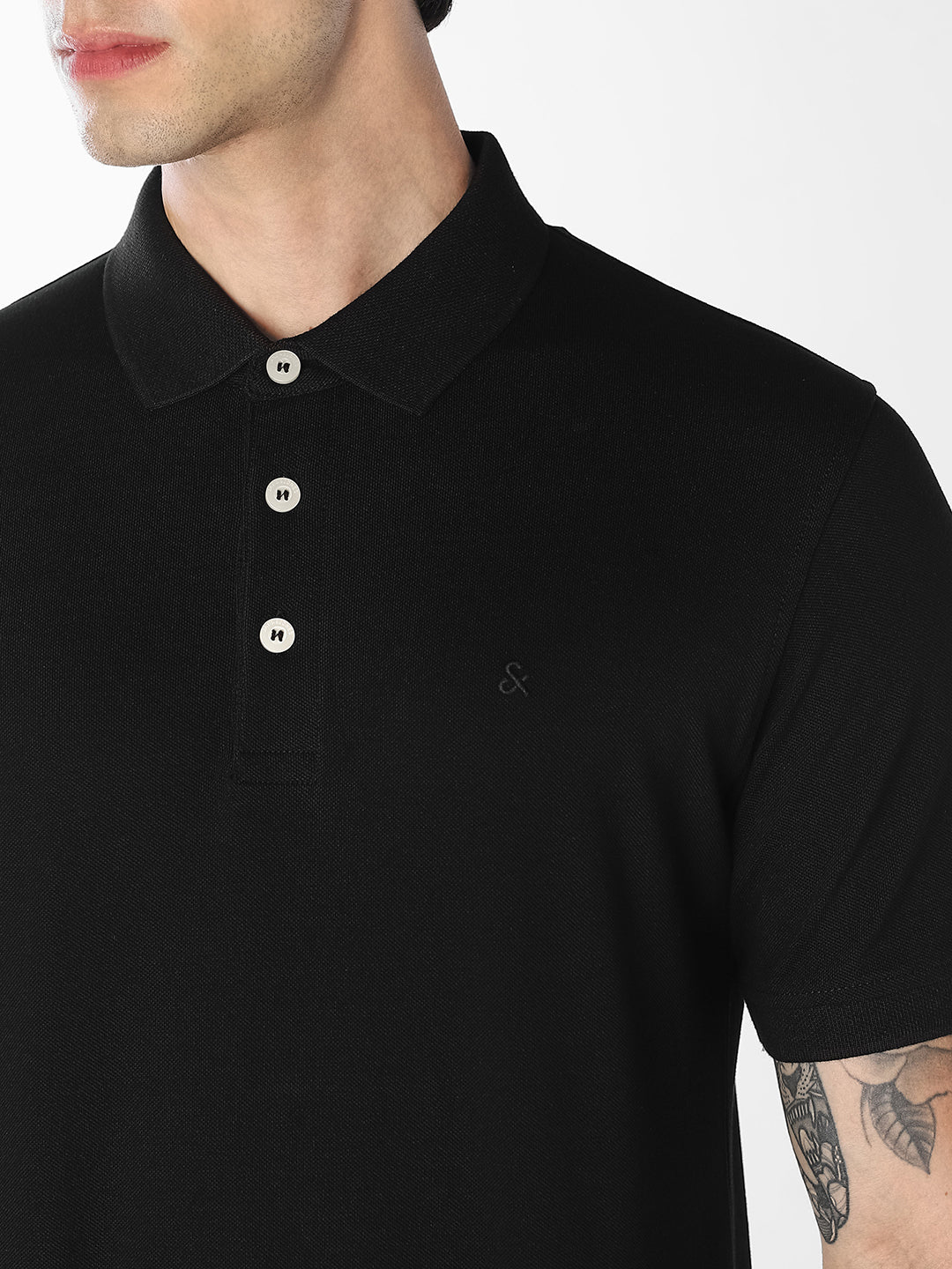 Black Organic Cotton Knitted Polo
