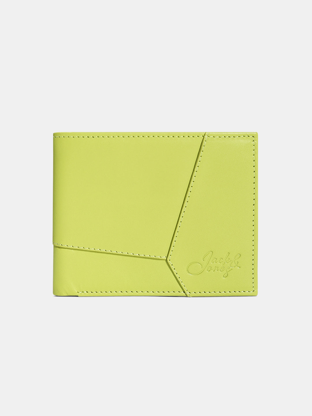 Neon Green Leather Wallet - Free Size