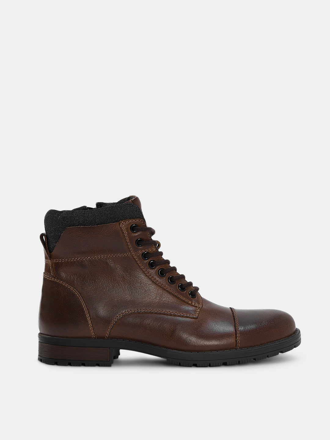 High-Top Leather Biker Boots