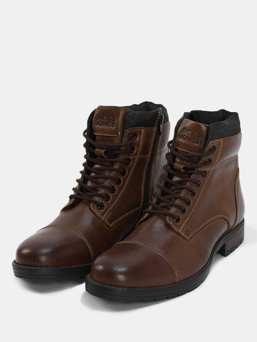 High-Top Leather Biker Boots