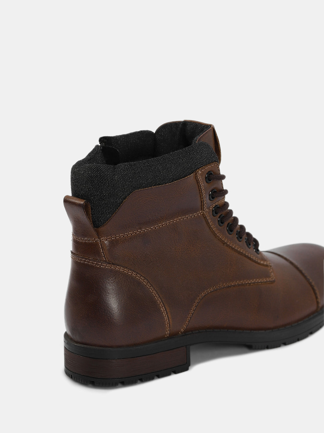 High-Top Leather Biker Boots