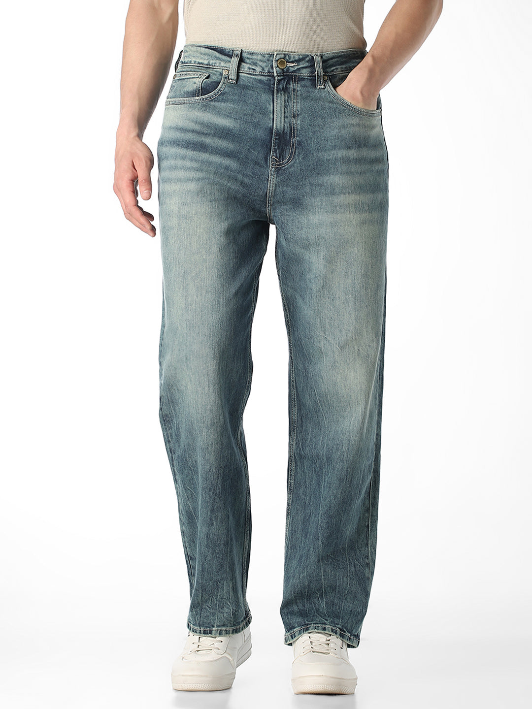 Washed 5 Pocket Dario Loose Fit Jeans - 28/30
