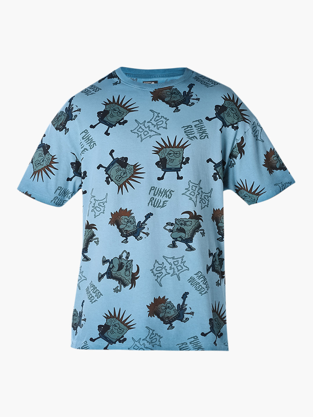 Blue SpongeBob Printed Oversized T-shirt