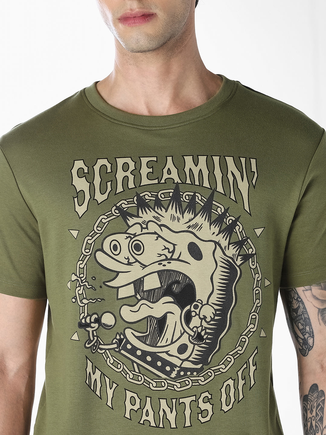 Green SpongeBob Patchwork T-shirt