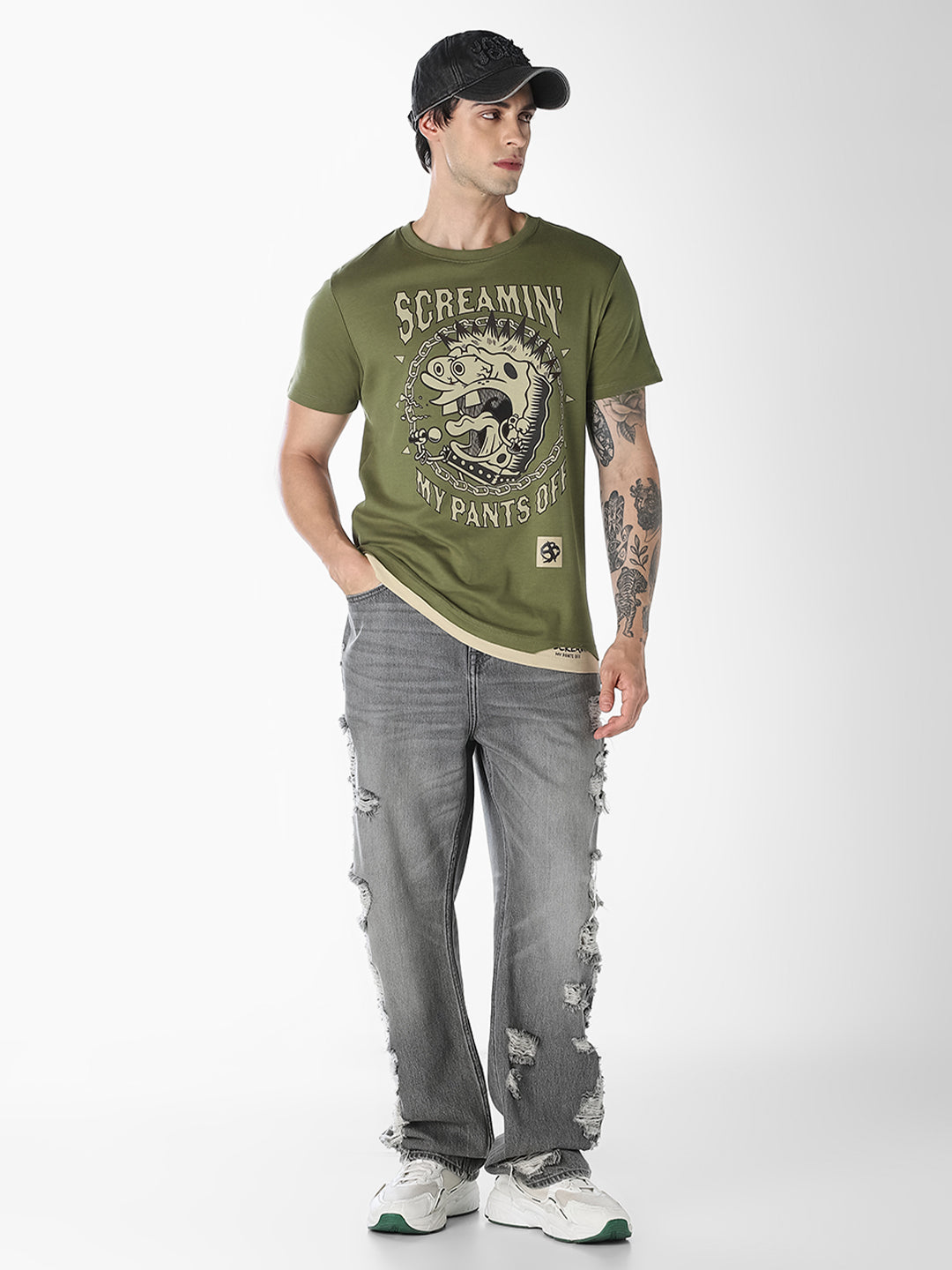 Green SpongeBob Graphic Print T-shirt
