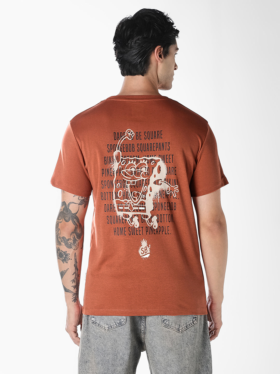Orange SpongeBob Printed T-shirt