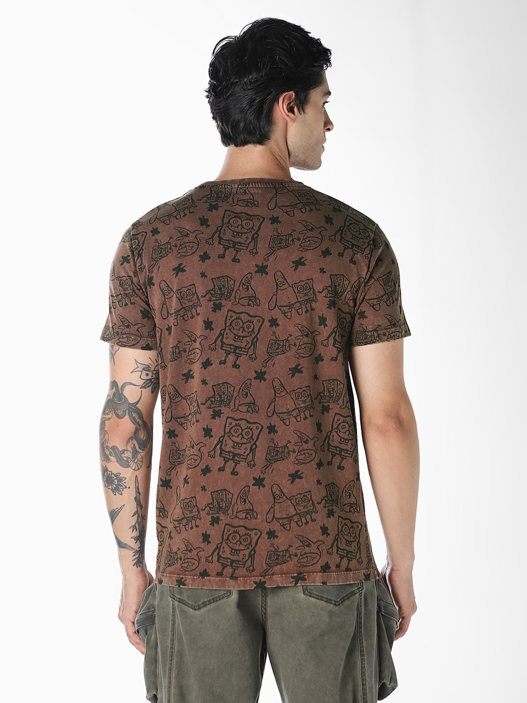 Dark Brown SpongeBob Printed T-shirt
