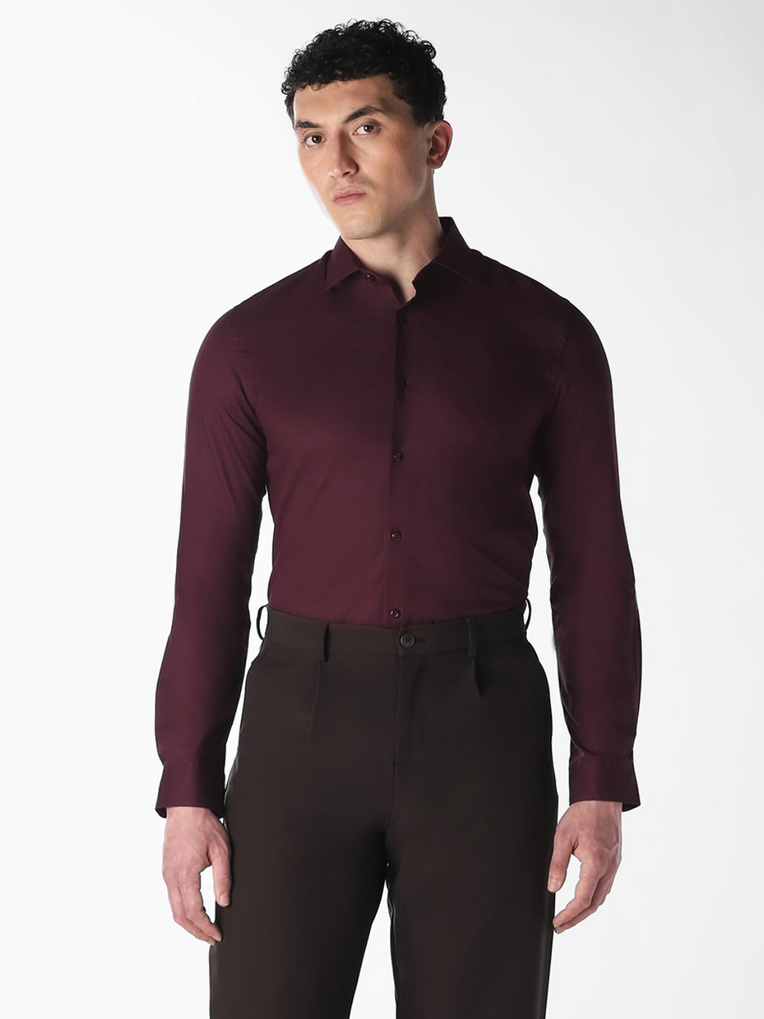 Maroon Cotton Formal Shirt