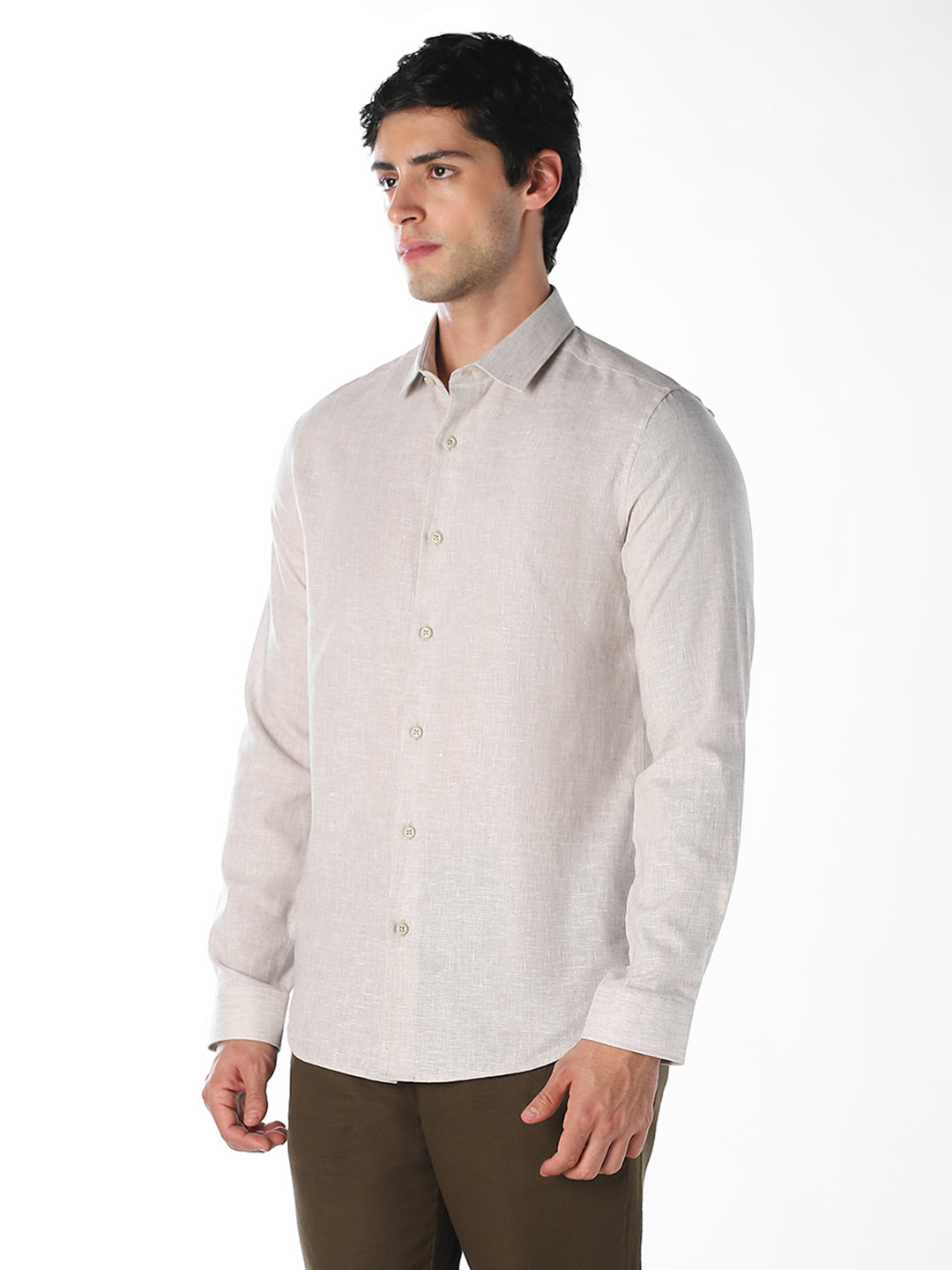 Beige Linen Blend Shirt