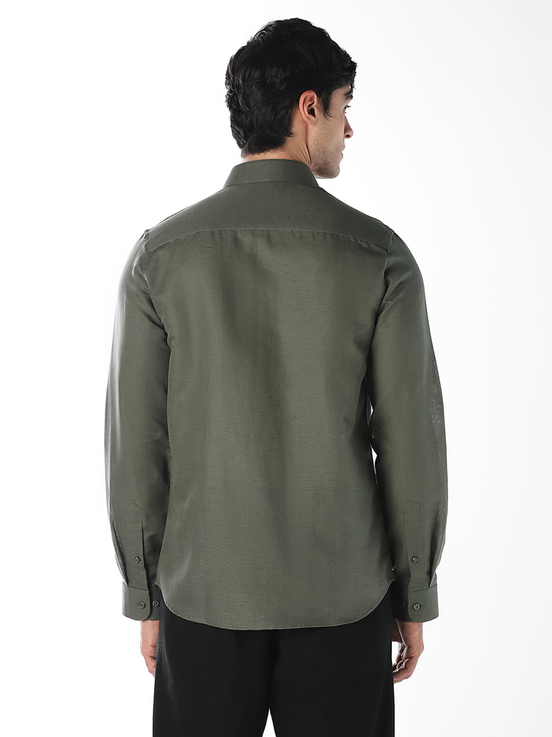 Olive Linen Blend Shirt
