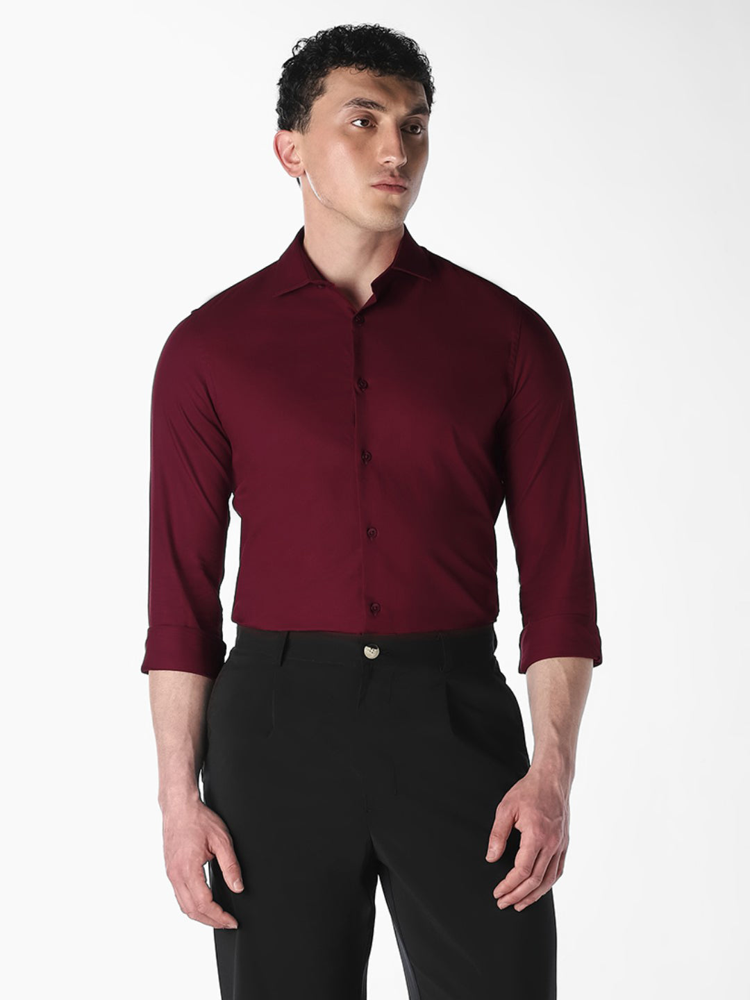 Wine Formal Full Sleeves Shirt
