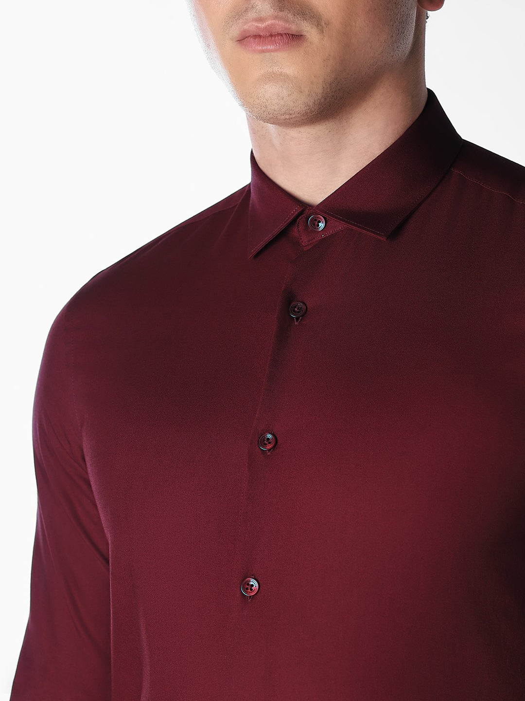 Wine Formal Full Sleeves Shirt