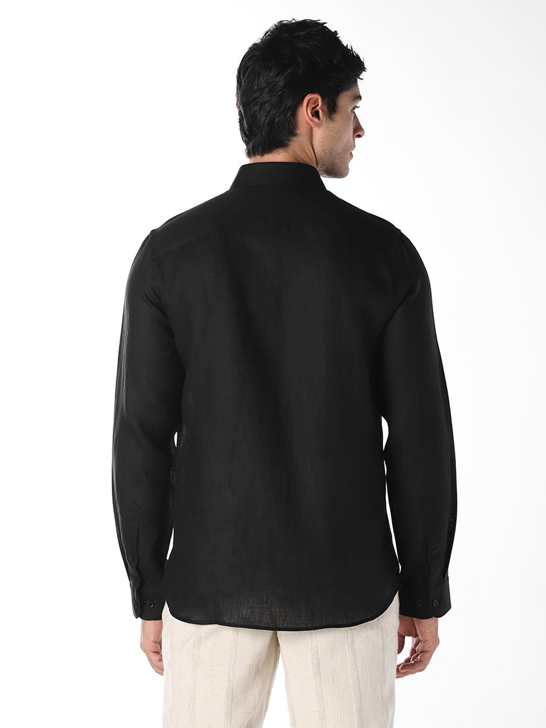 Black Linen Full Sleeves Shirt