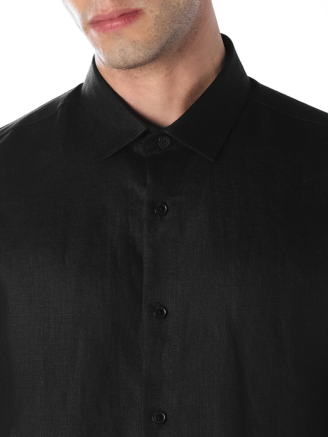Black Linen Full Sleeves Shirt