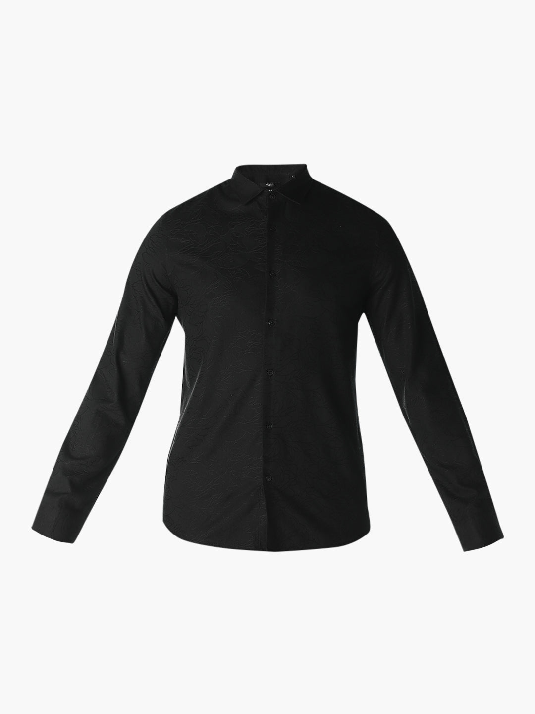 Black Printed Cotton Blend Shirt
