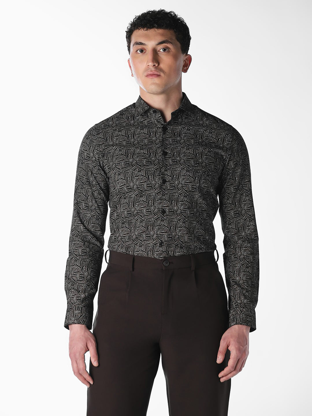 Black Printed Dobby Shirt