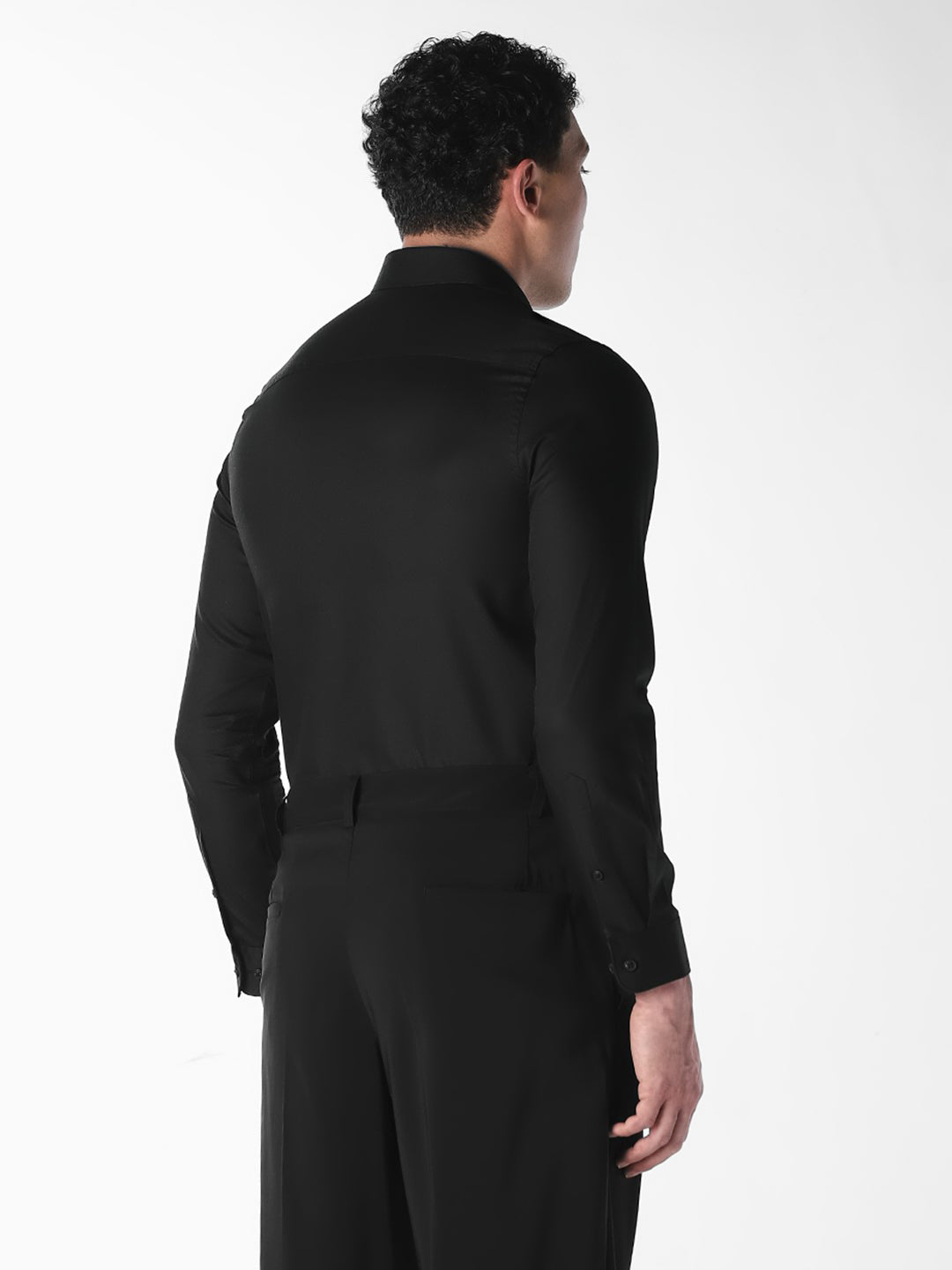 Black Jacquard Full Sleeves Shirt