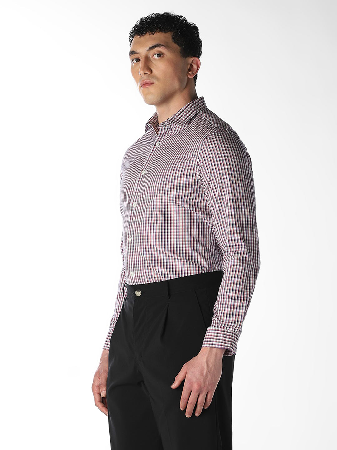 Pink Check Full Sleeves Shirt